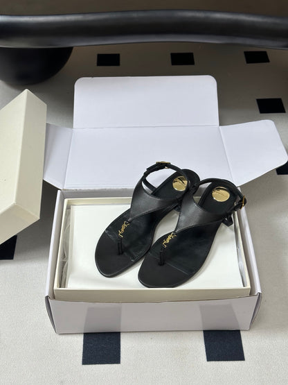 Saint Laurent Classic YSL Logo Flat Sandals – Spring/Summer Collection – 26S
