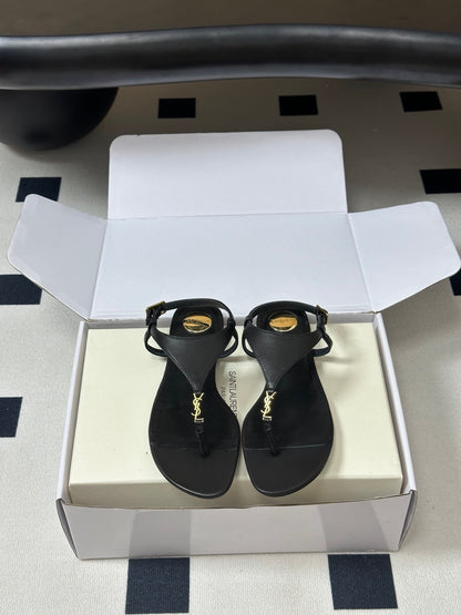 Saint Laurent Classic YSL Logo Flat Sandals – Spring/Summer Collection – 26S