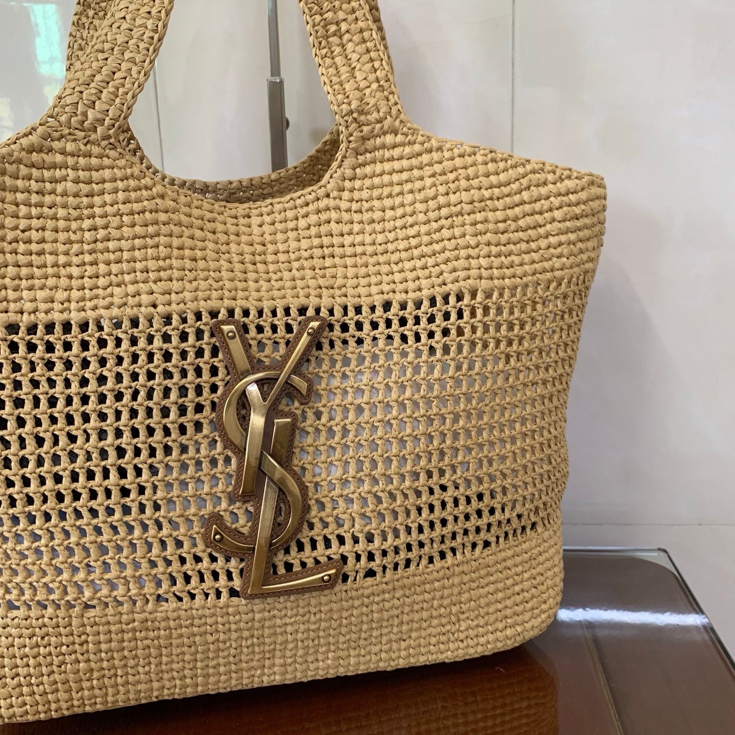 Saint Laurent Icare Small Straw Vacation Tote Bag