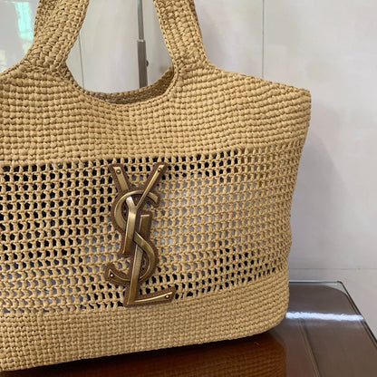 Saint Laurent Icare Small Straw Vacation Tote Bag