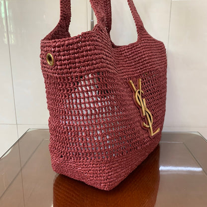 Saint Laurent Icare Small Straw Vacation Tote Bag