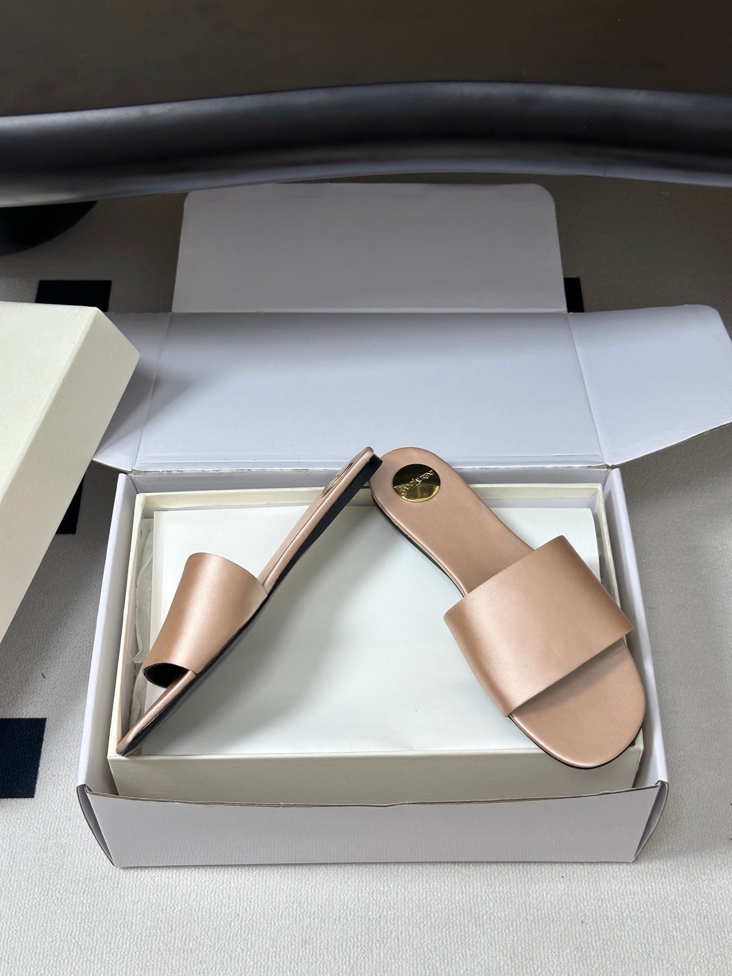 Saint Laurent Satin Square-Toe Mules – 26S Collection