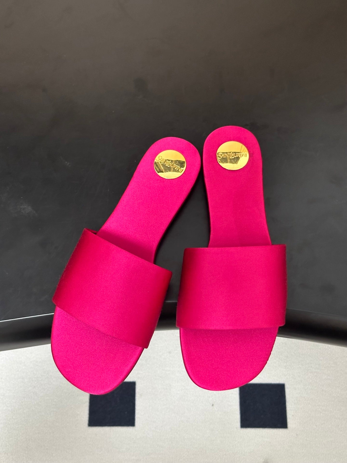 Saint Laurent Satin Square-Toe Mules – 26S Collection