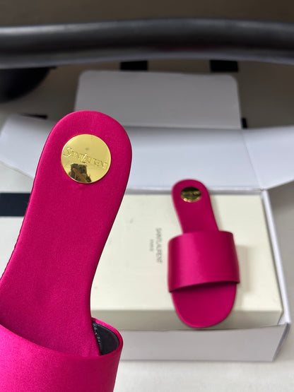 Saint Laurent Satin Square-Toe Mules – 26S Collection