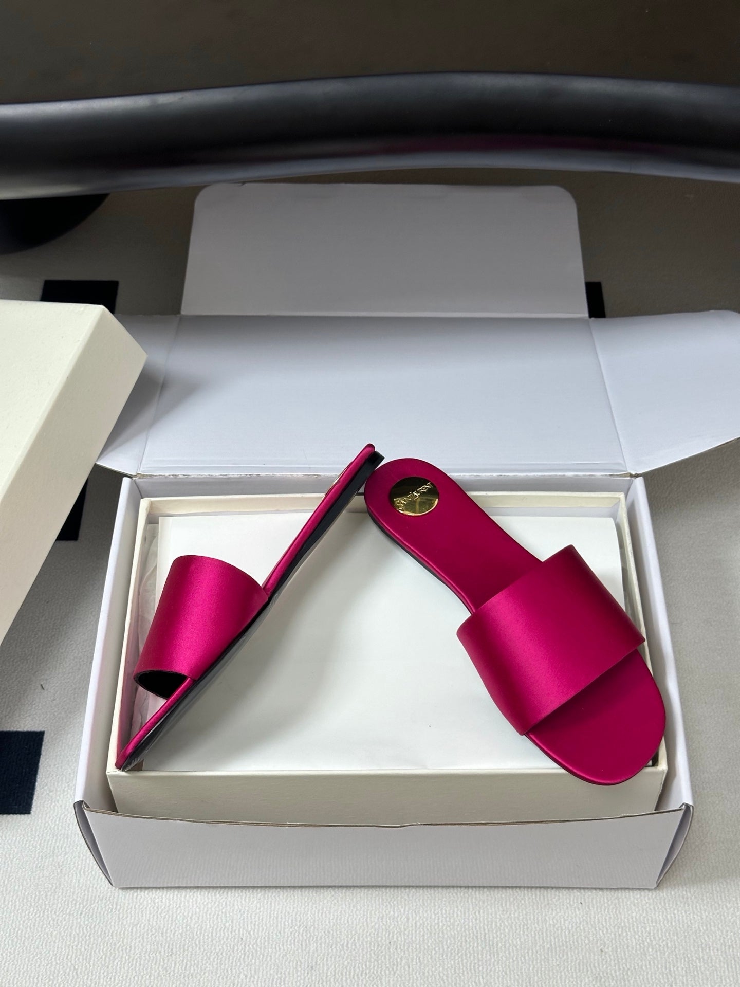 Saint Laurent Satin Square-Toe Mules – 26S Collection