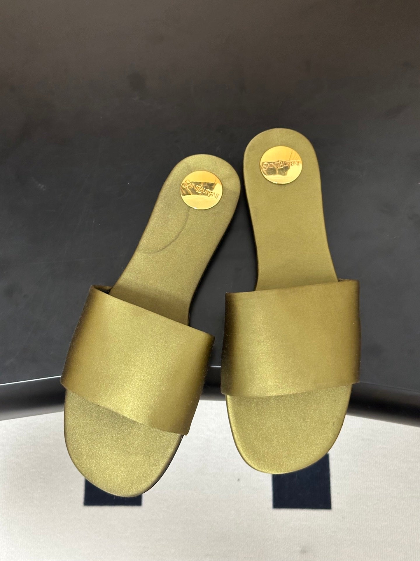 Saint Laurent Satin Square-Toe Mules – 26S Collection