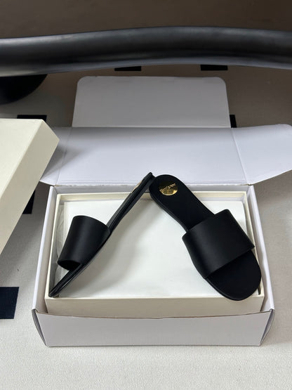 Saint Laurent Satin Square-Toe Mules – 26S Collection