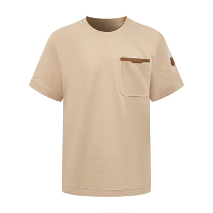 Moncler Leather-Trimmed Pocket T-Shirt