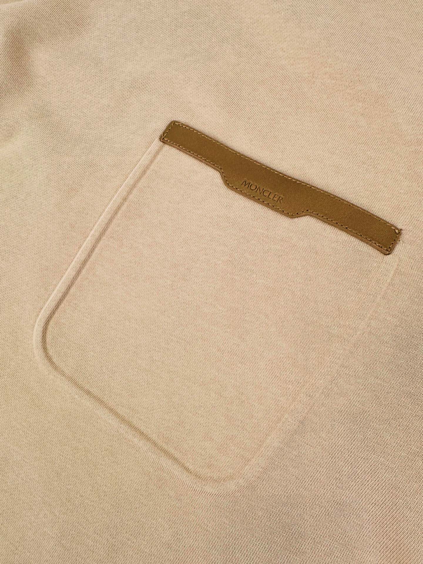 Moncler Leather-Trimmed Pocket T-Shirt