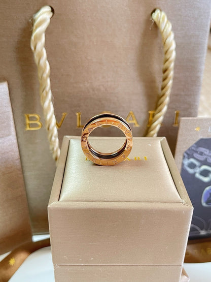 Bulgari Black Ceramic and Rose Gold Narrow Ring