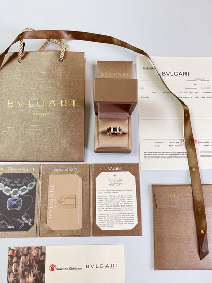 Bulgari Black Ceramic and Rose Gold Narrow Ring
