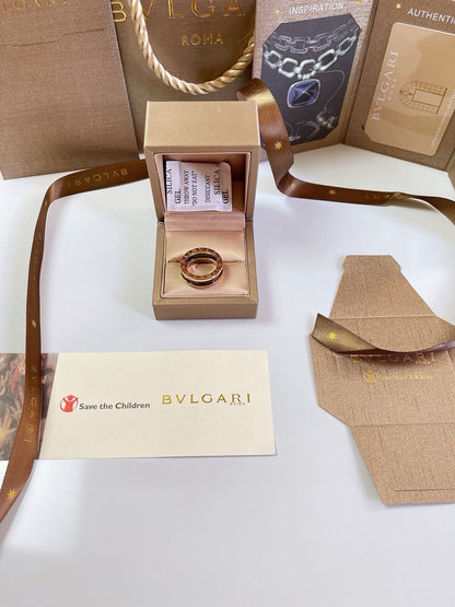 Bulgari Black Ceramic and Rose Gold Narrow Ring