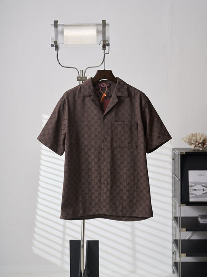 Gucci GG Jacquard Full Print Short-Sleeve Shirt
