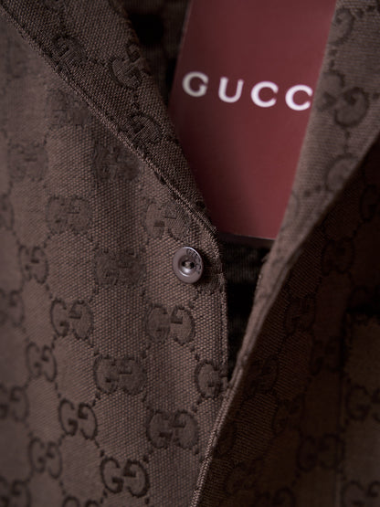 Gucci GG Jacquard Full Print Short-Sleeve Shirt