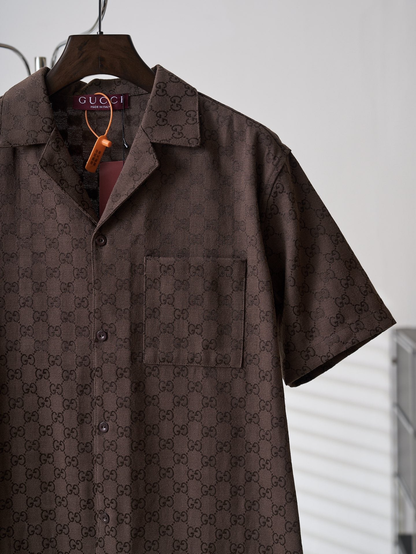 Gucci GG Jacquard Full Print Short-Sleeve Shirt