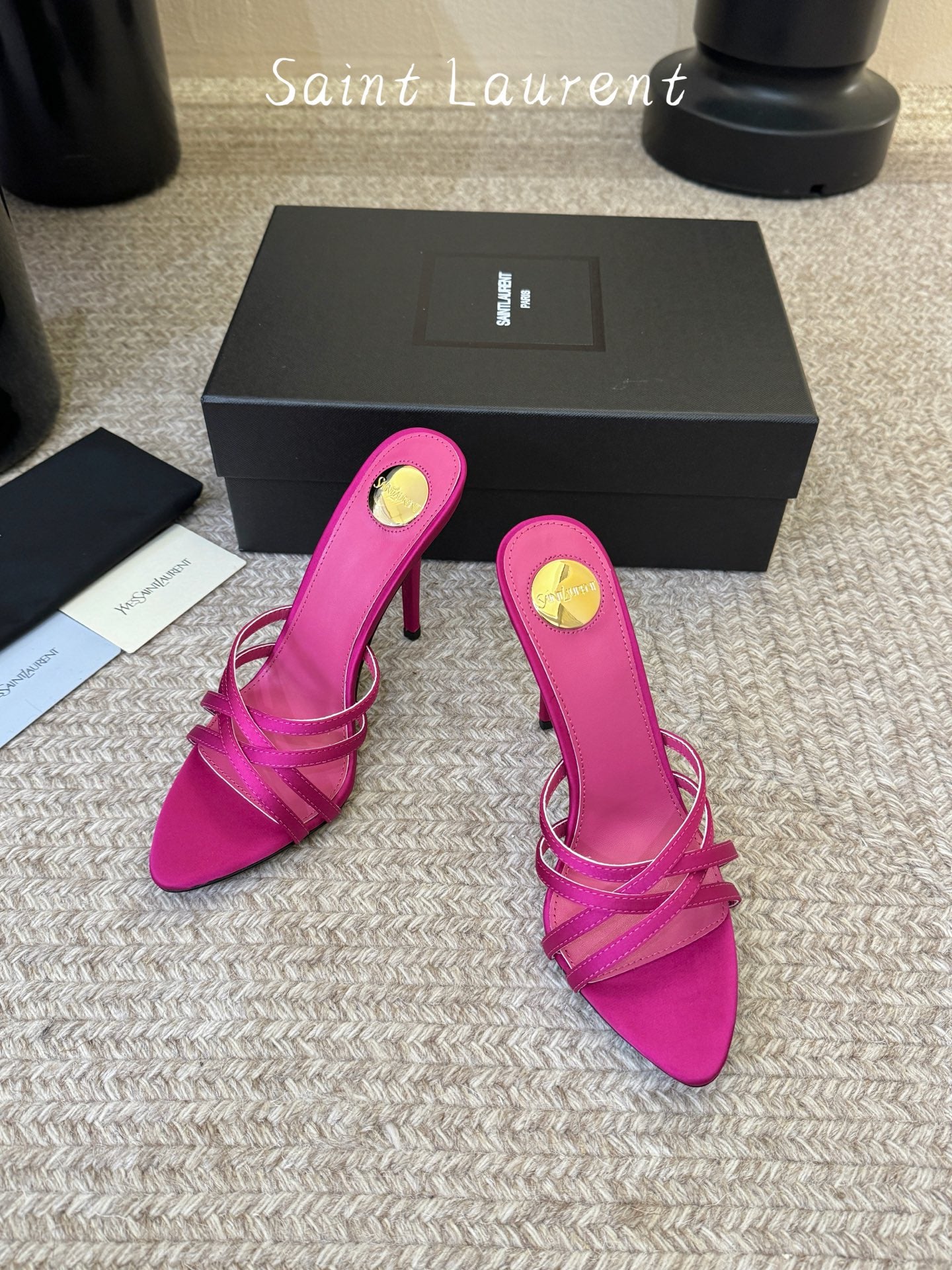 Saint Laurent Metal Logo Heeled Sandals