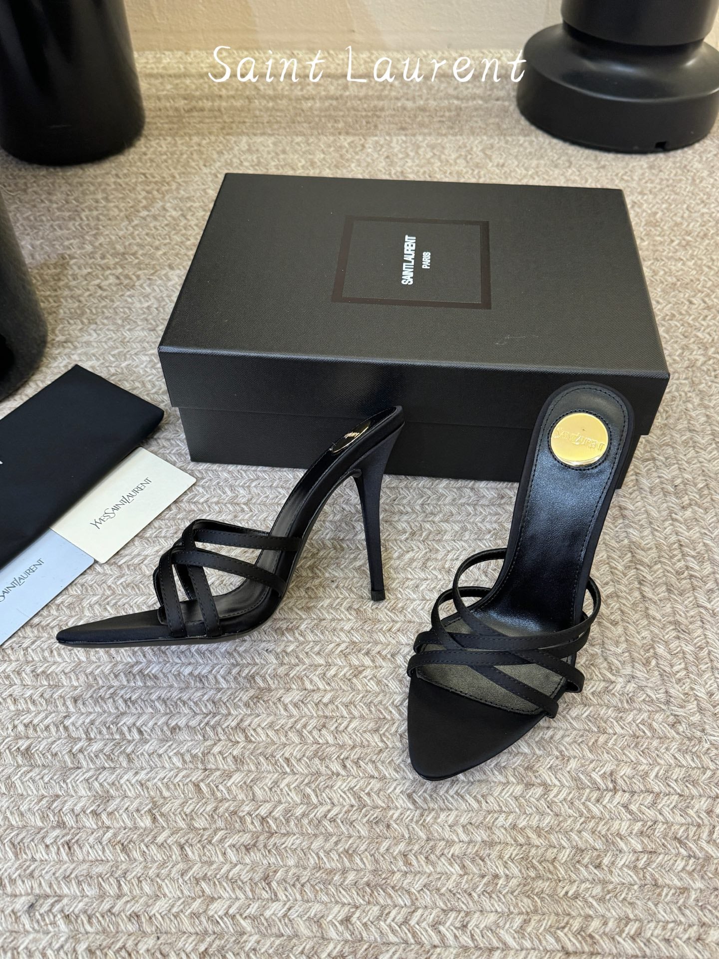 Saint Laurent Metal Logo Heeled Sandals