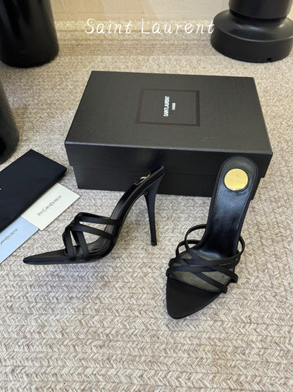 Saint Laurent Metal Logo Heeled Sandals
