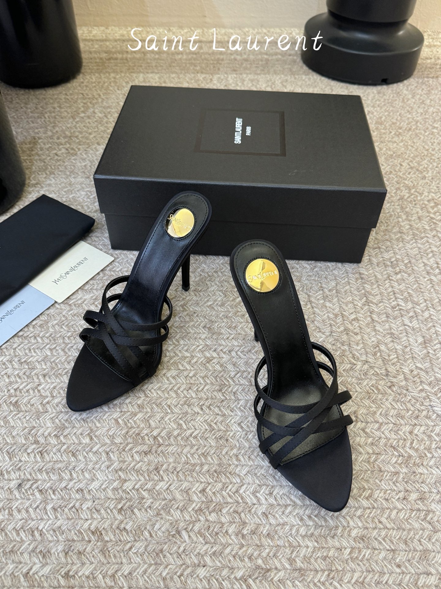 Saint Laurent Metal Logo Heeled Sandals