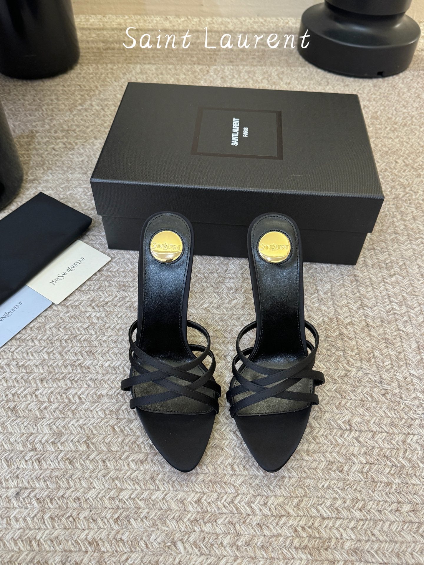Saint Laurent Metal Logo Heeled Sandals