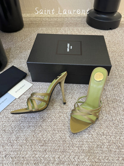 Saint Laurent Metal Logo Heeled Sandals