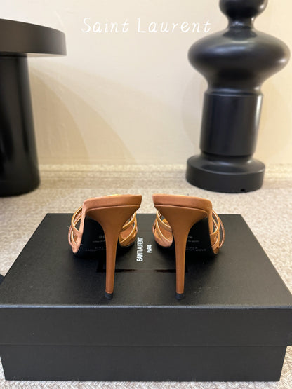 Saint Laurent Metal Logo Heeled Sandals
