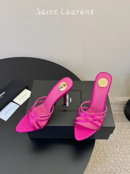 Saint Laurent Metal Logo Heeled Sandals