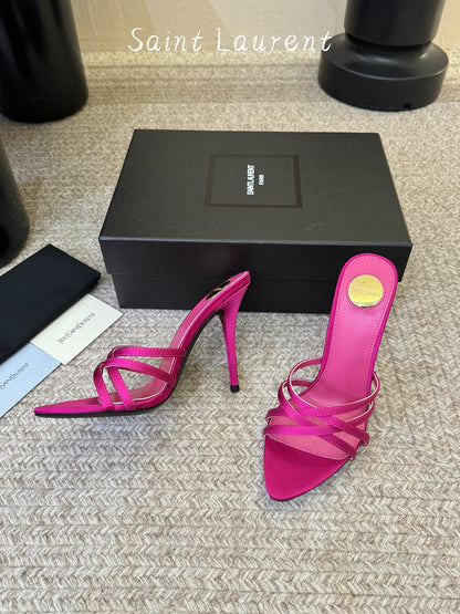 Saint Laurent Metal Logo Heeled Sandals