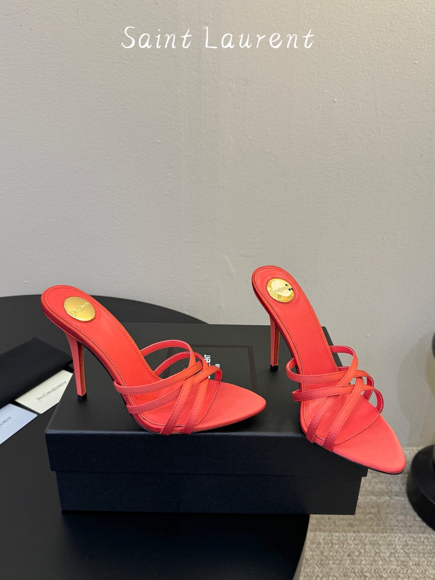 Saint Laurent Metal Logo Heeled Sandals