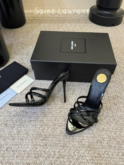 Saint Laurent Metal Logo Heeled Sandals