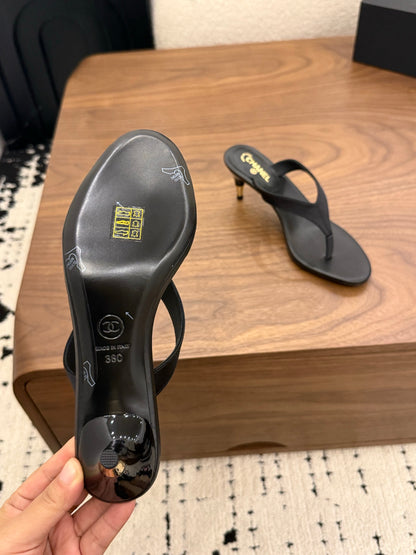 Chanel Satin Heeled Thong Sandals – 2026SS