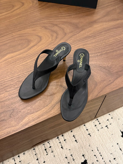 Chanel Satin Heeled Thong Sandals – 2026SS