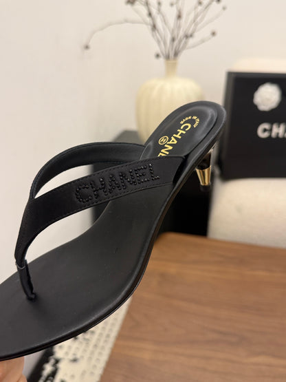 Chanel Satin Heeled Thong Sandals – 2026SS