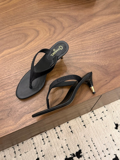 Chanel Satin Heeled Thong Sandals – 2026SS