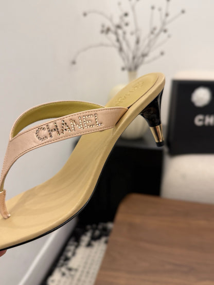 Chanel Satin Heeled Thong Sandals – 2026SS