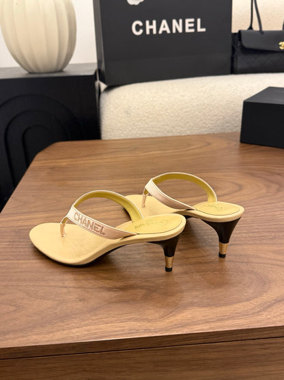 Chanel Satin Heeled Thong Sandals – 2026SS