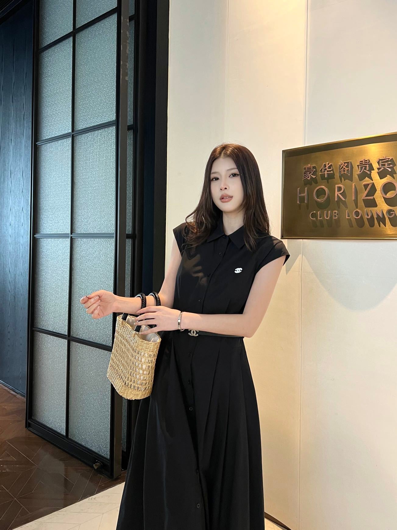Chanel Flutter Sleeve Belted Dress
