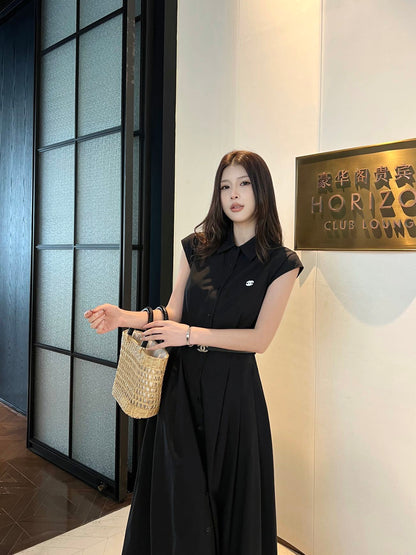 Chanel Flutter Sleeve Belted Dress