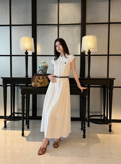Chanel Flutter Sleeve Belted Dress