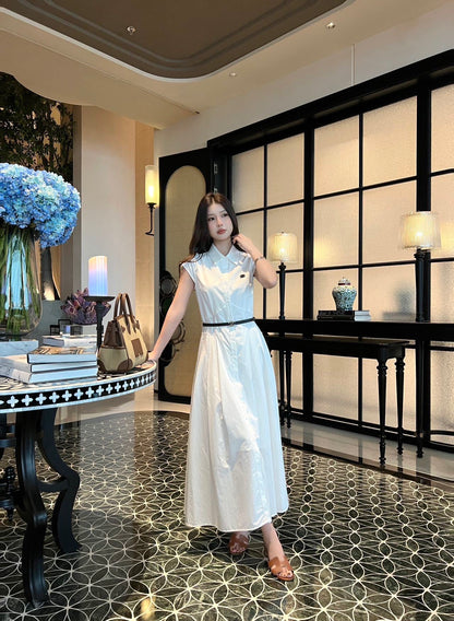 Chanel Flutter Sleeve Belted Dress