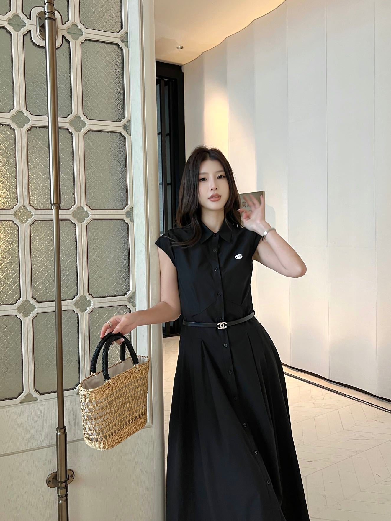 Chanel Flutter Sleeve Belted Dress