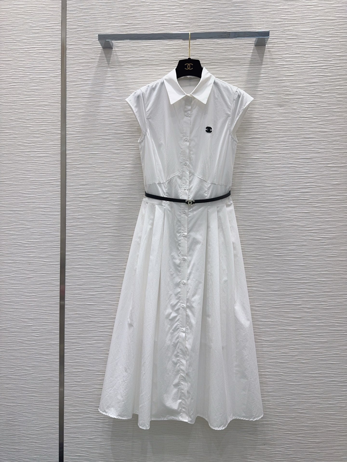 Chanel Flutter Sleeve Belted Dress