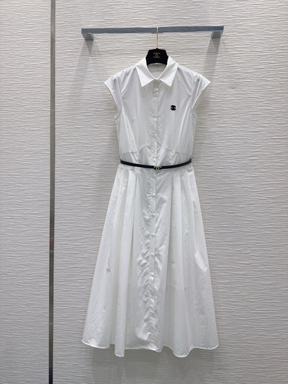 Chanel Flutter Sleeve Belted Dress