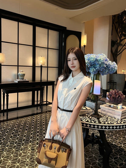 Chanel Flutter Sleeve Belted Dress