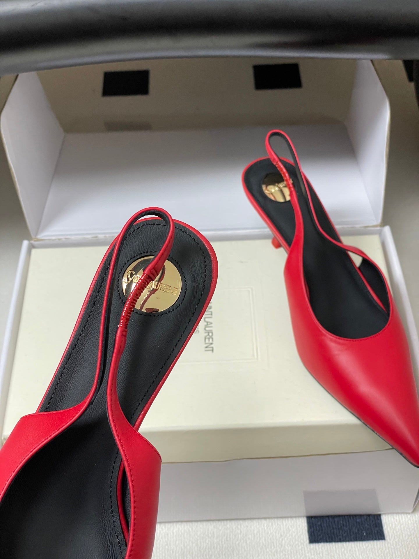 Saint Laurent Pointed-Toe Kitten Heel Slingbacks – 26SS
