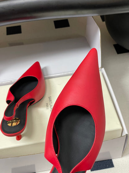 Saint Laurent Pointed-Toe Kitten Heel Slingbacks – 26SS