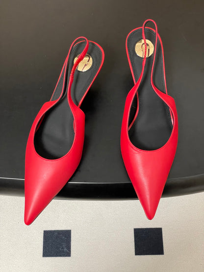 Saint Laurent Pointed-Toe Kitten Heel Slingbacks – 26SS