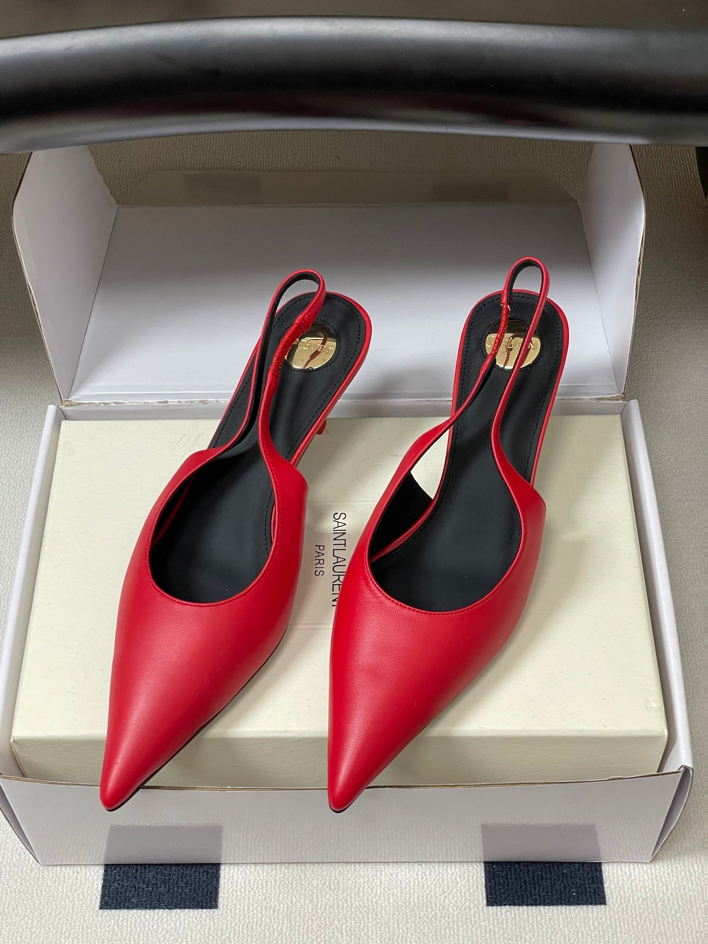 Saint Laurent Pointed-Toe Kitten Heel Slingbacks – 26SS