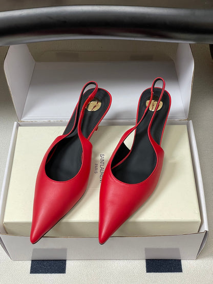 Saint Laurent Pointed-Toe Kitten Heel Slingbacks – 26SS