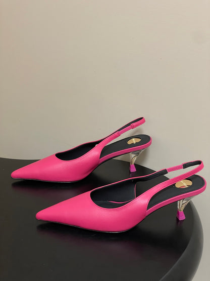 Saint Laurent Pointed-Toe Kitten Heel Slingbacks – 26SS